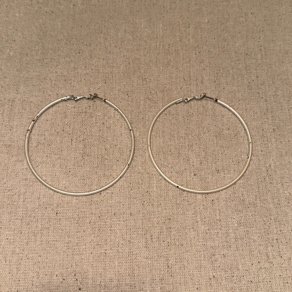 Large Hoop Earrings - Pearl White - Picture 2 of 2